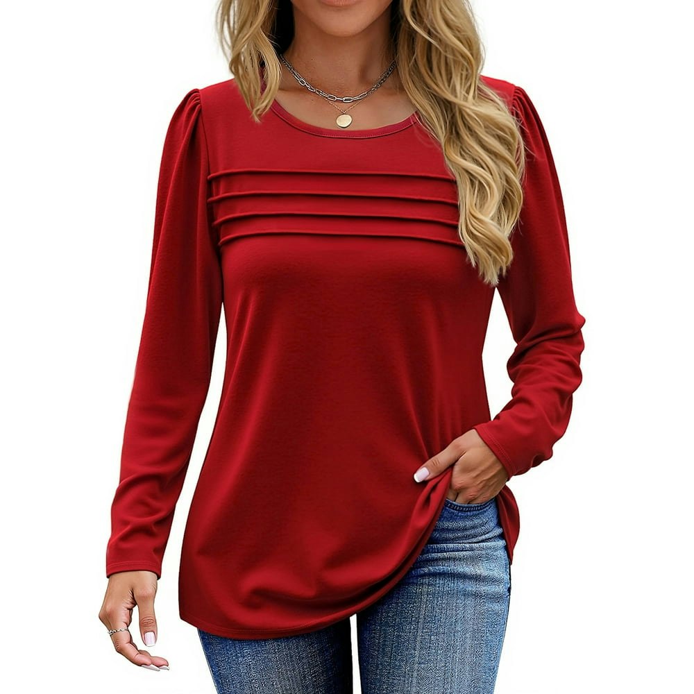 Fantaslook Women's Long Sleeve Pleated Tunic Blouse: $12.99