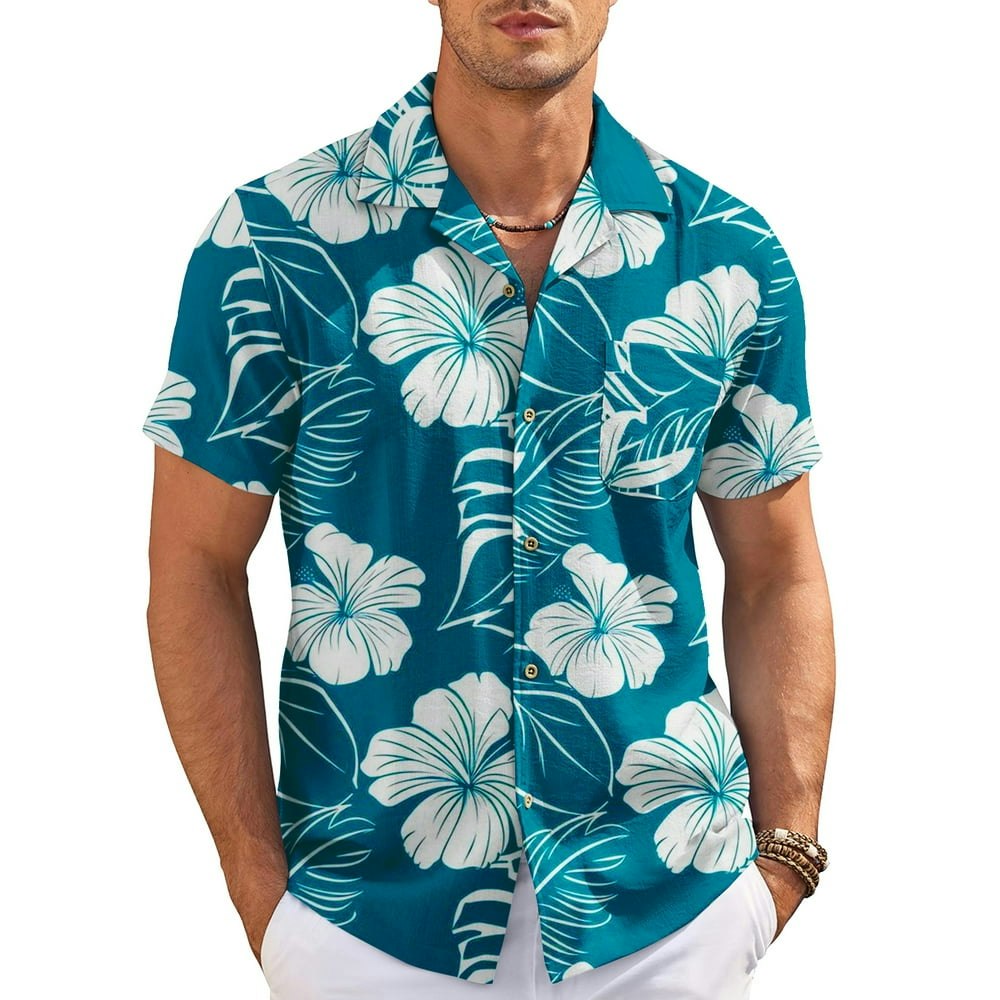 Haomeili Men's Hawaiian Floral Short Sleeve Button-Down Shirt: $16.88 Haomeili Men's Hawaiian Floral Short Sleeve Button-Down Shirt: $16.88