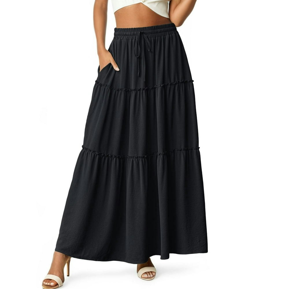 Cueply Women's Flowy Pleated Maxi Skirt with Pockets: $17.79