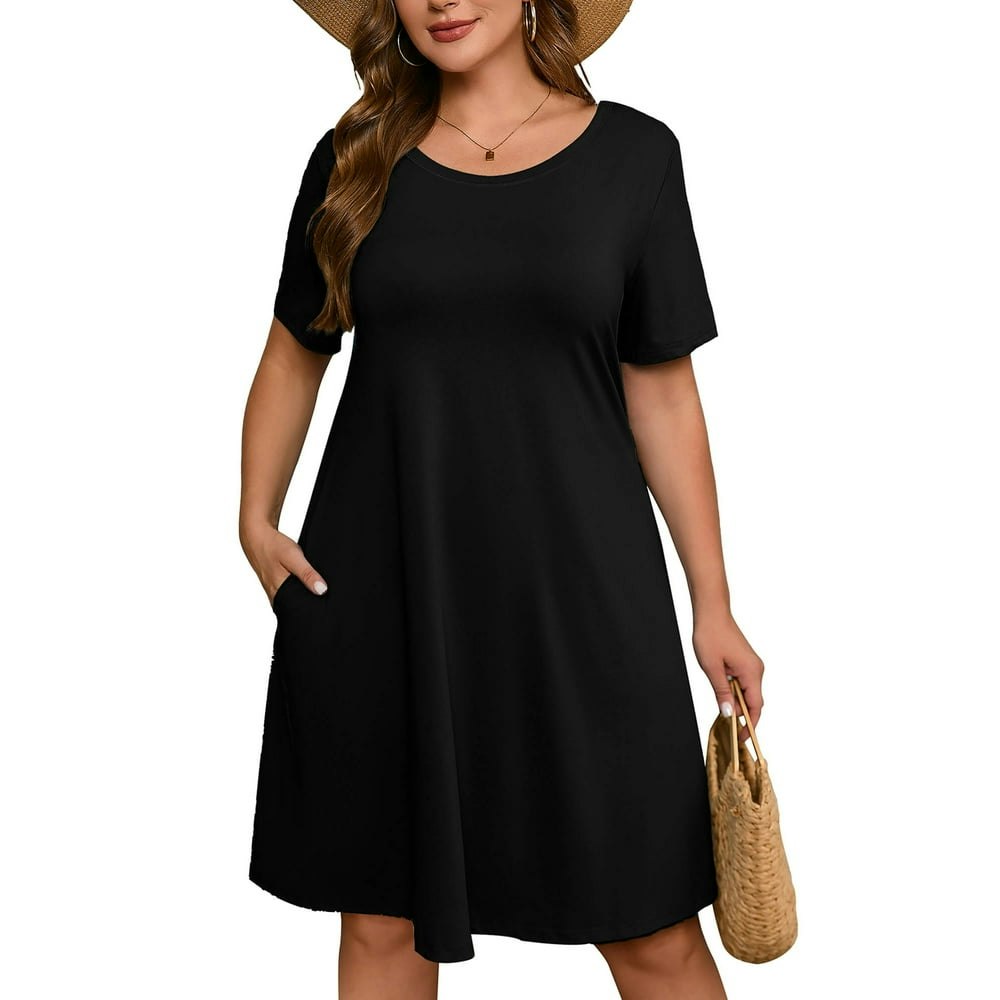 Showmall Women's Plus Midi Dress with Pockets 3X: $14.87 Showmall Women's Plus Midi Dress with Pockets 3X: $14.87