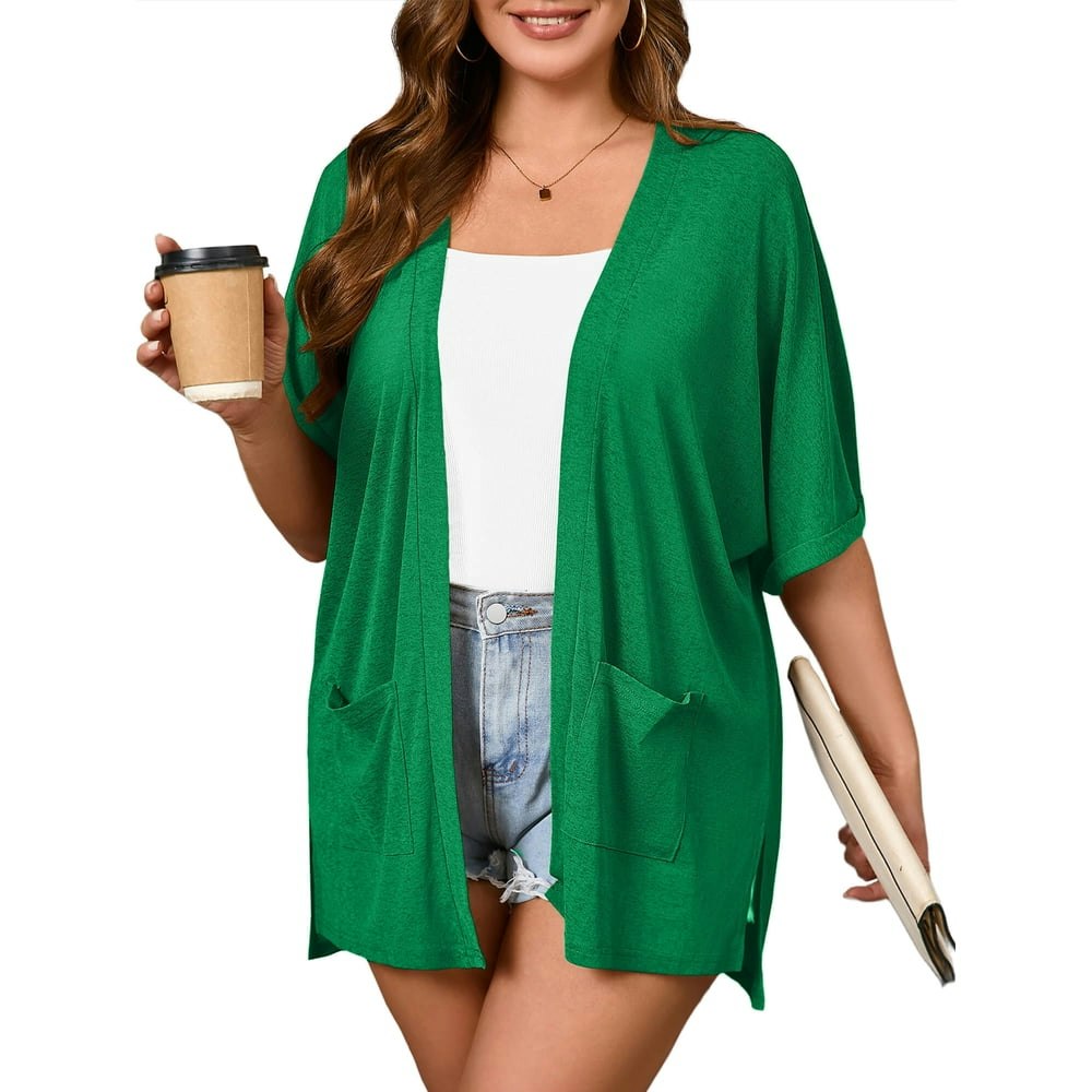 Showmall Women's Plus Size Short Sleeve Cardigan with Pockets 3X: $13.45 Showmall Women's Plus Size Short Sleeve Cardigan with Pockets 3X: $13.45