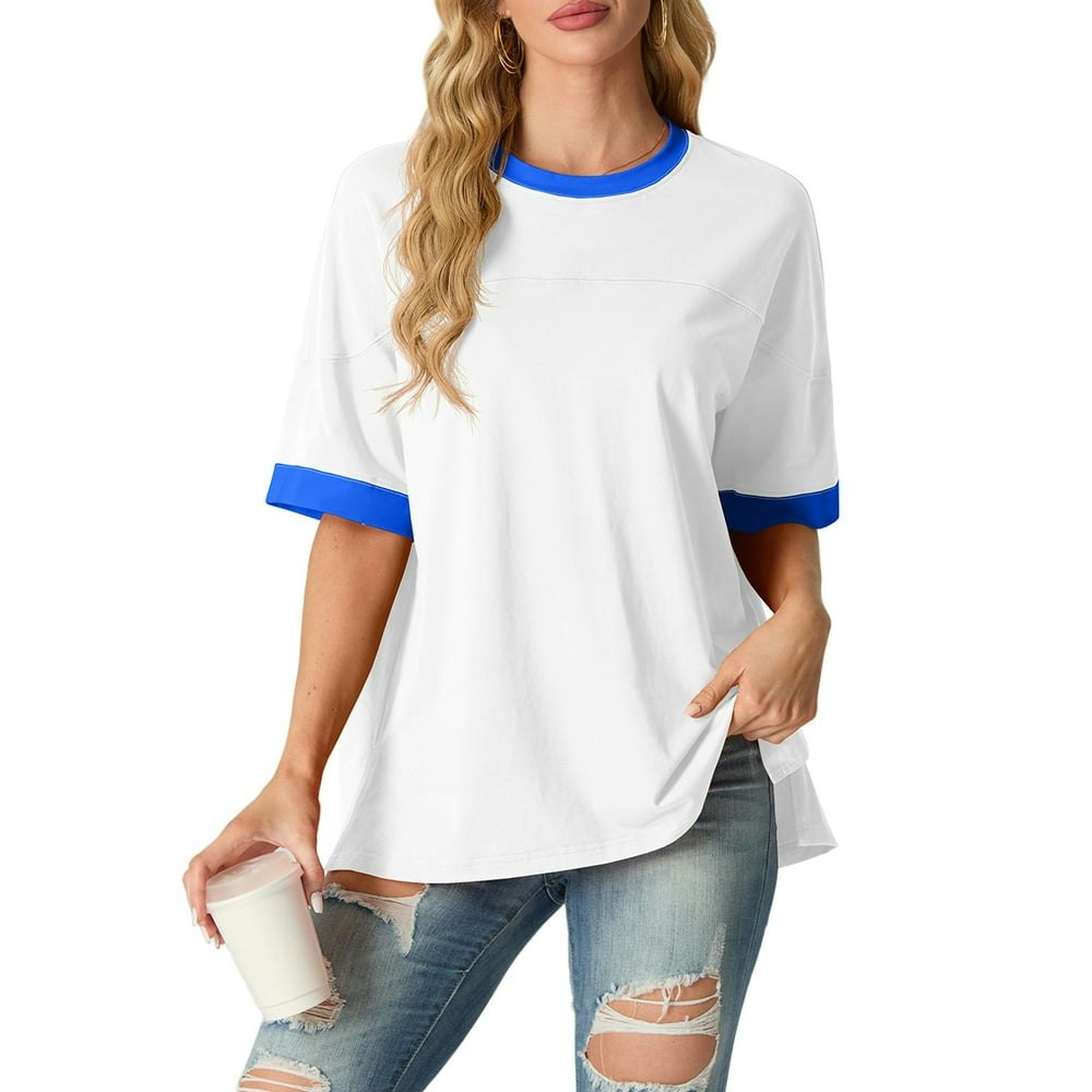 JWD Women's Short Sleeve Round Neck T-Shirt White L: $14.69