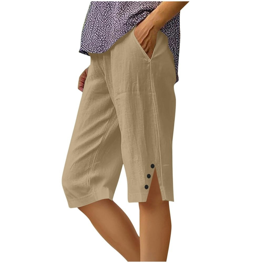 Diufon Women's Knee-Length Cotton Linen Capri Pants with Pockets: $5.38 Diufon Women's Knee-Length Cotton Linen Capri Pants with Pockets: $5.38