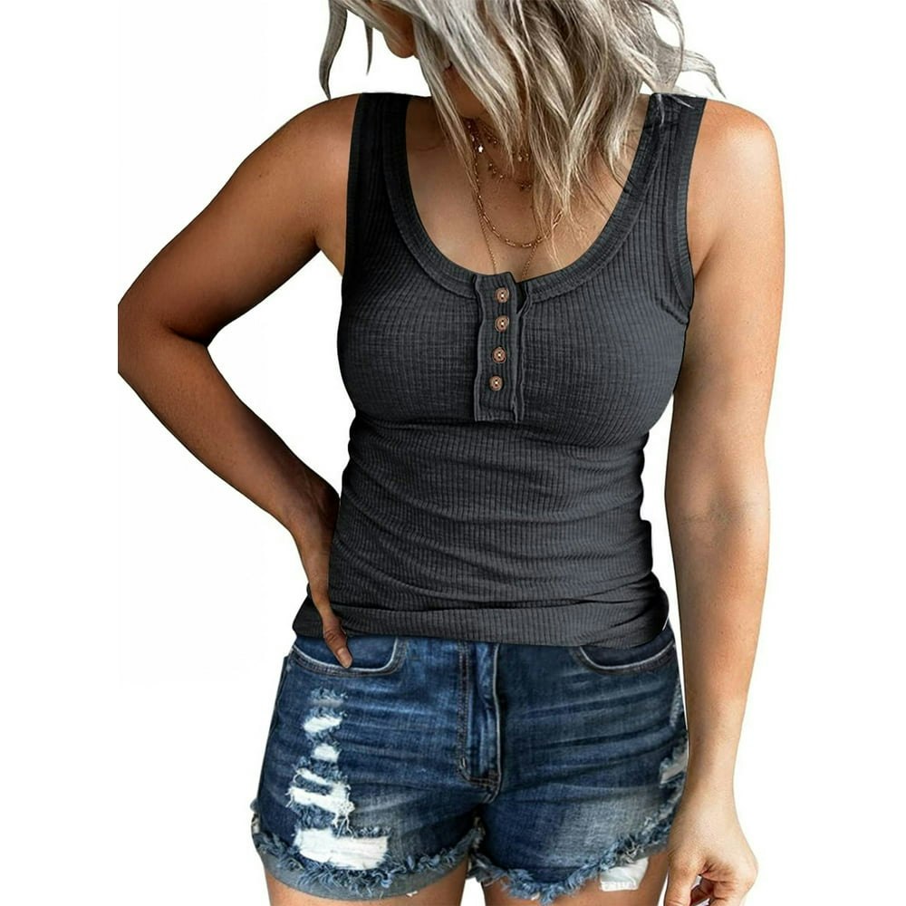 SUNBS Women's Ribbed Sleeveless Henley Tank Top: $11.17 SUNBS Women's Ribbed Sleeveless Henley Tank Top: $11.17