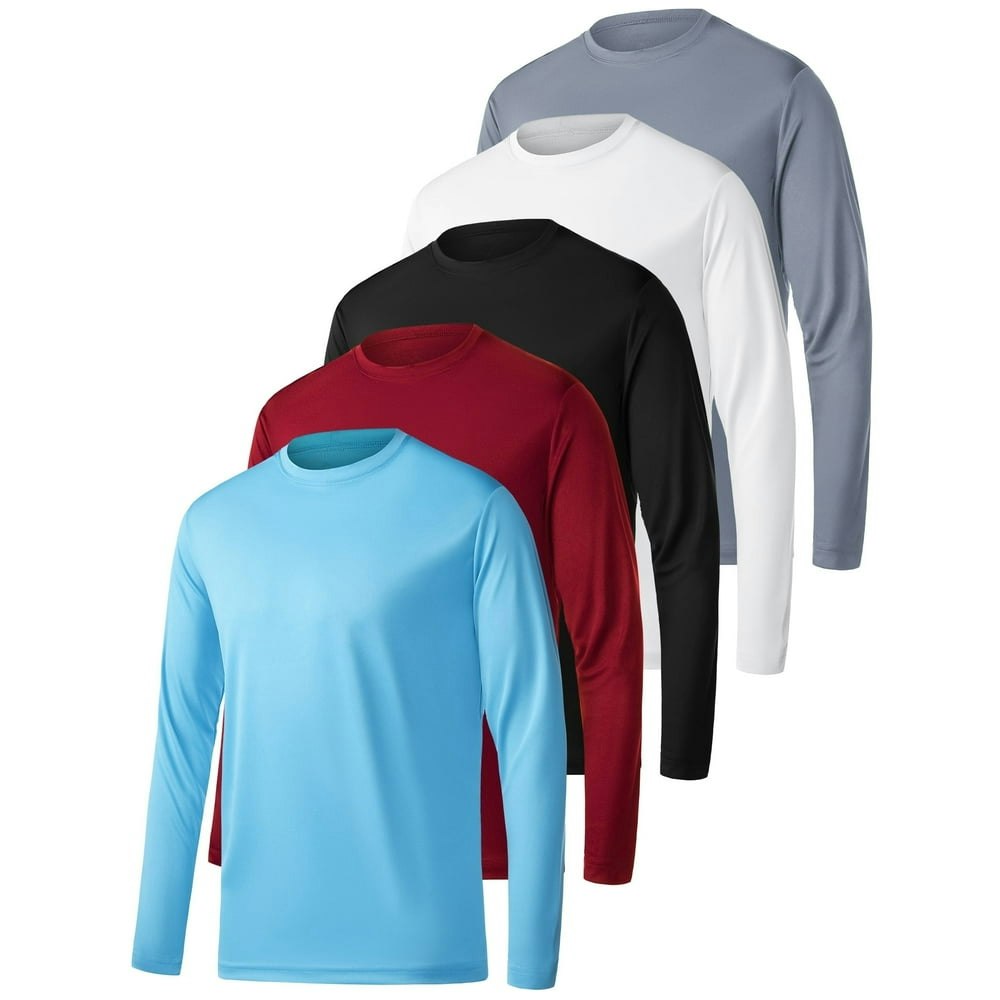 Telaleo Men's Moisture Wicking UPF Long Sleeve Shirts 5-Pack: $26.49