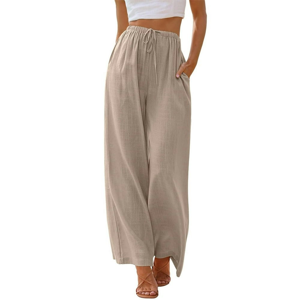 Temofon Women's Wide Leg Linen Pants L: $14.97 Temofon Women's Wide Leg Linen Pants L: $14.97