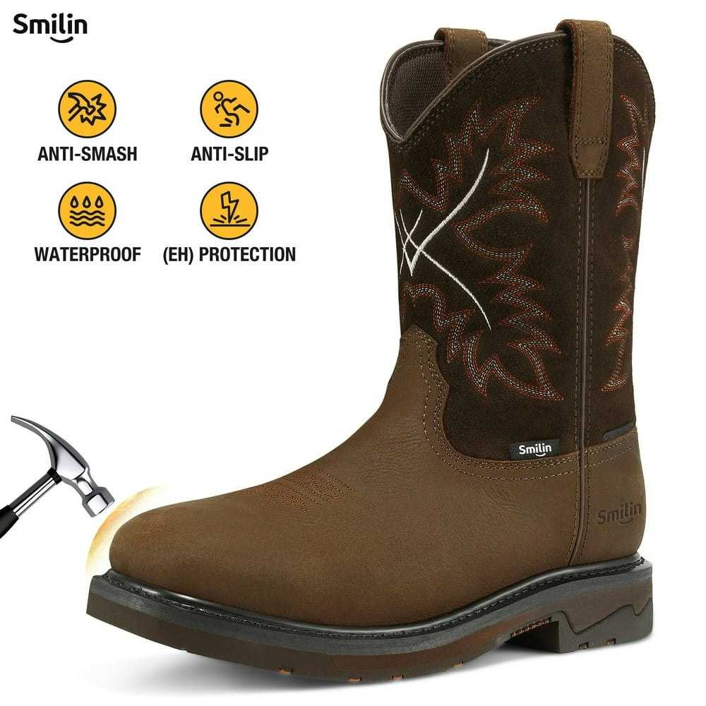 Smilin Men's Steel Toe Waterproof Square Toe Work Boots Size 10: $81.99 Smilin Men's Steel Toe Waterproof Square Toe Work Boots Size 10: $81.99