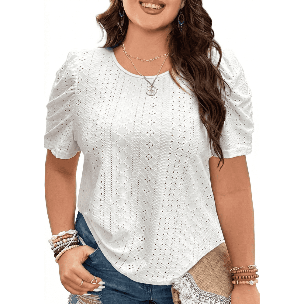 Somer Plus Size Women's Puff Sleeve Knit Blouse: $14.99 Somer Plus Size Women's Puff Sleeve Knit Blouse: $14.99