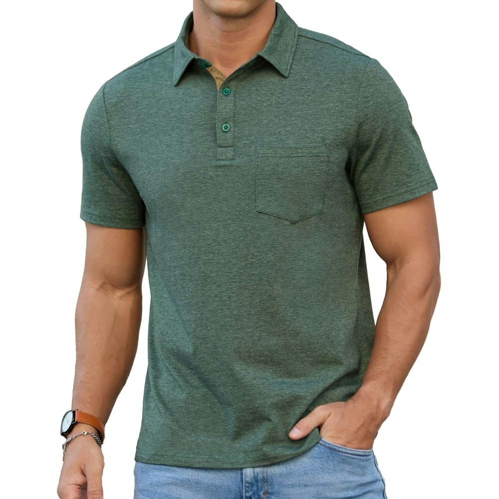 QDG Men's Cotton Polo Shirt with Pocket: $16.68 QDG Men's Cotton Polo Shirt with Pocket: $16.68