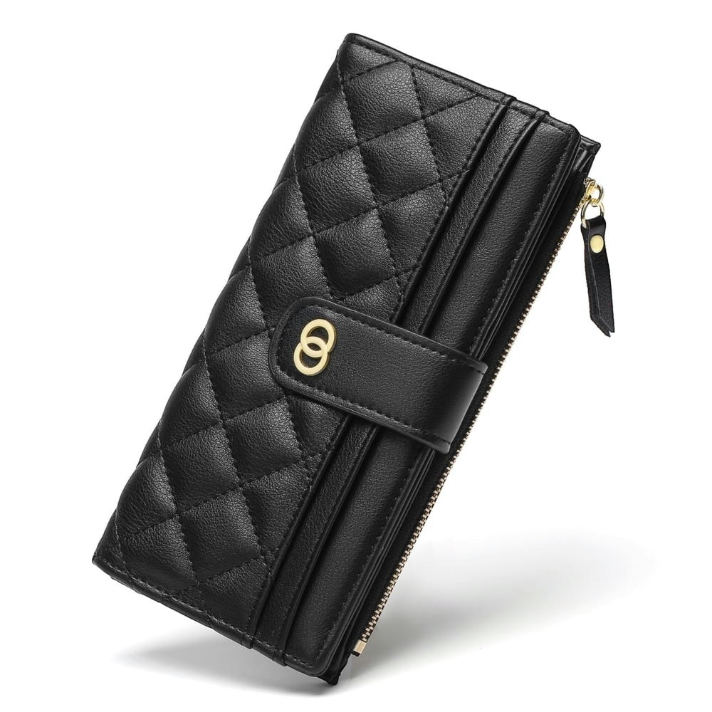 Goiacii Women's RFID Blocking Leather Clutch Wallet: $15.26