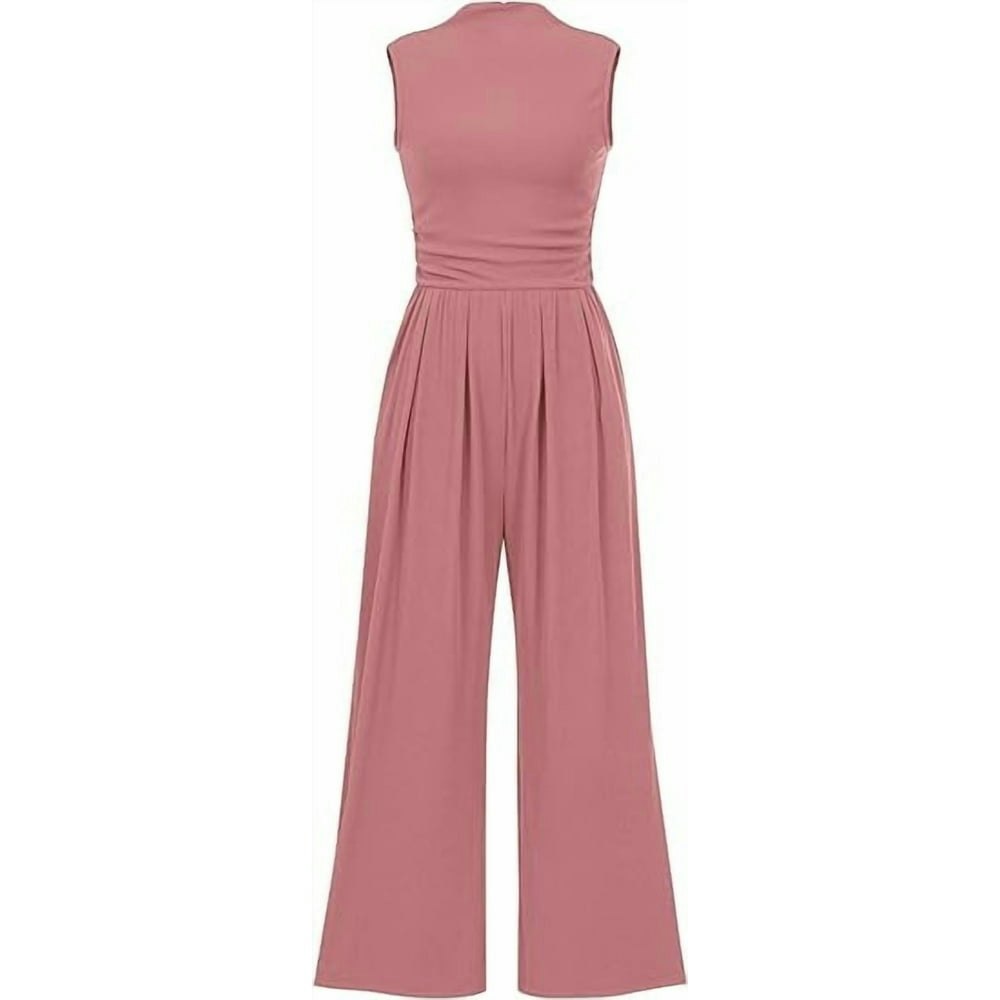 Prettygarden Women's Sleeveless Mock Neck Wide Leg Jumpsuit with Pockets: $32.99