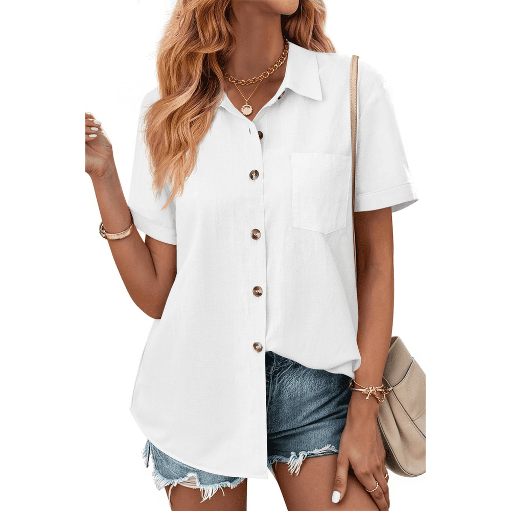 Fantaslook Women's Short Sleeve Button Down Shirt: $14.69