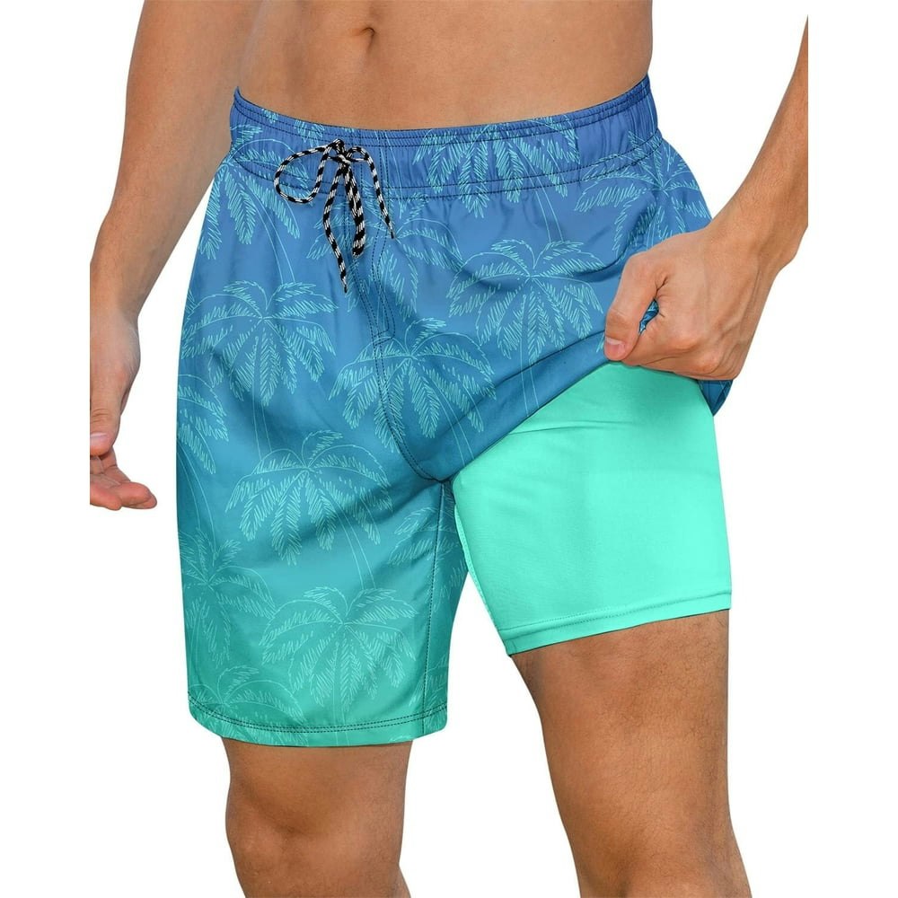 Aideaone Men's 7-Inch Swim Trunks with Compression Liner: $19.97