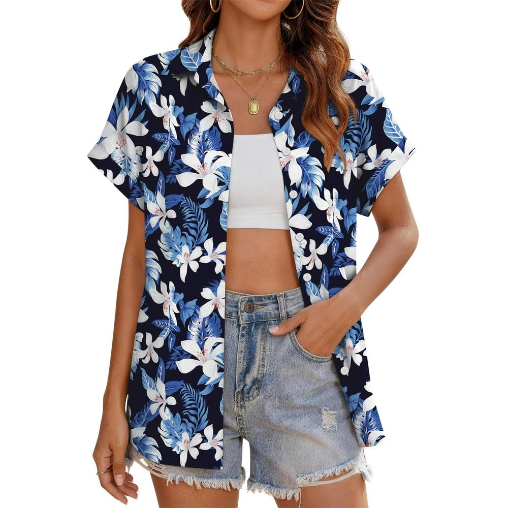 Fantaslook Women's Hawaiian Button Down Shirt: $13.99
