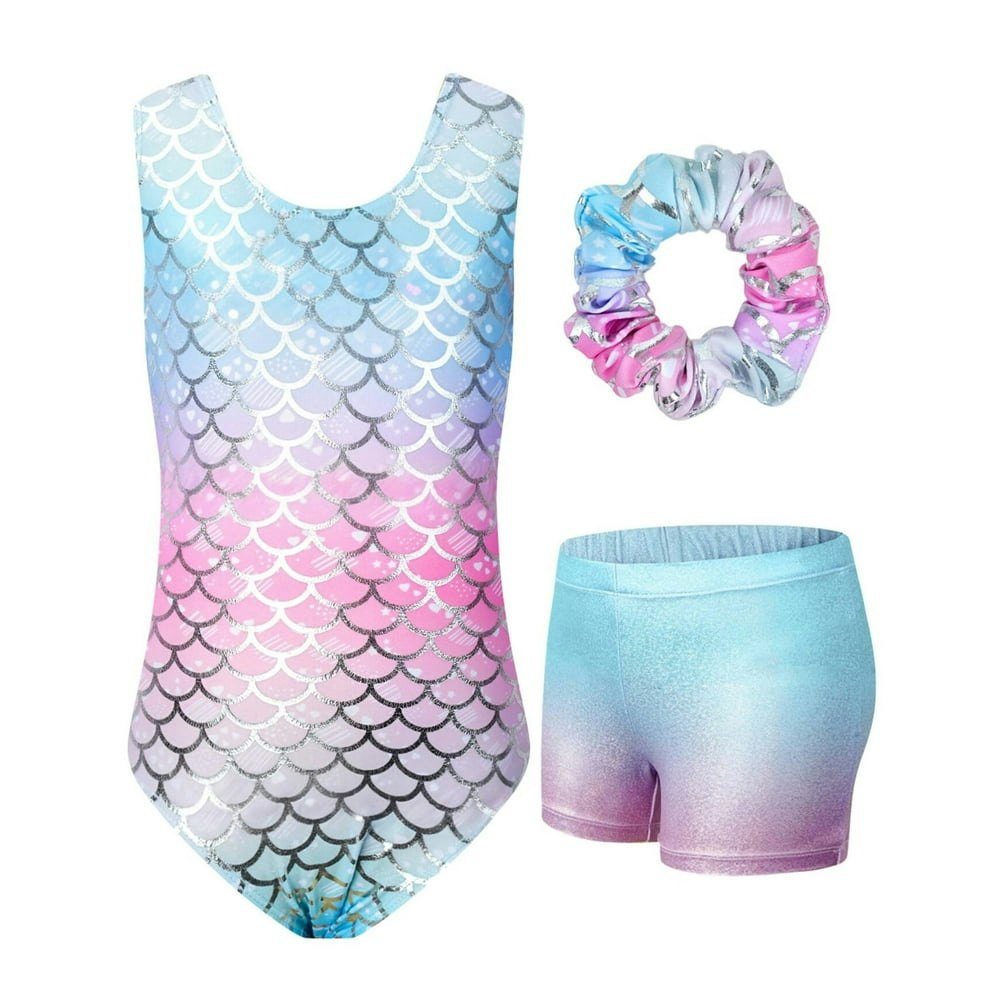 Girls' Sleeveless Sparkly Gymnastics Leotard with Shorts for Ages 3-12: $12.99