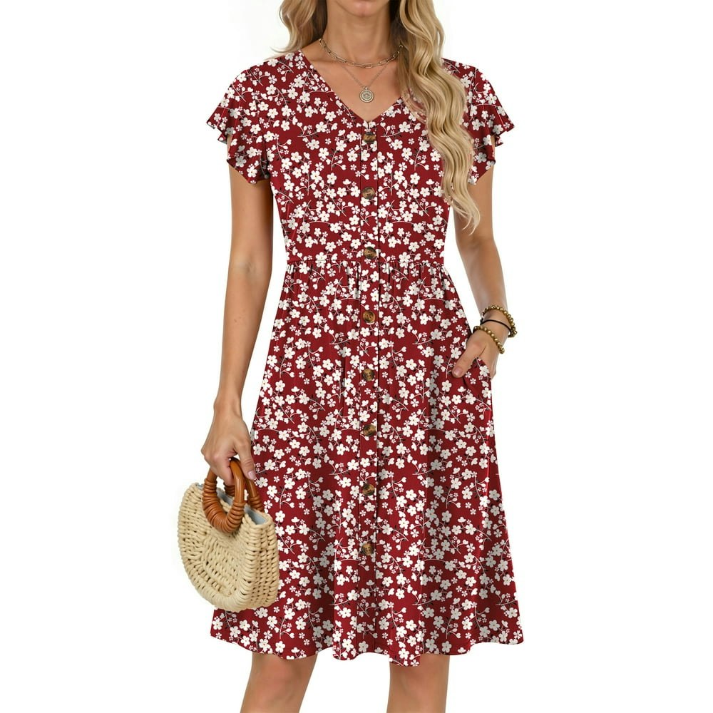 Fantaslook Women's Floral Midi Dress with Pockets: $14.99 Fantaslook Women's Floral Midi Dress with Pockets: $14.99
