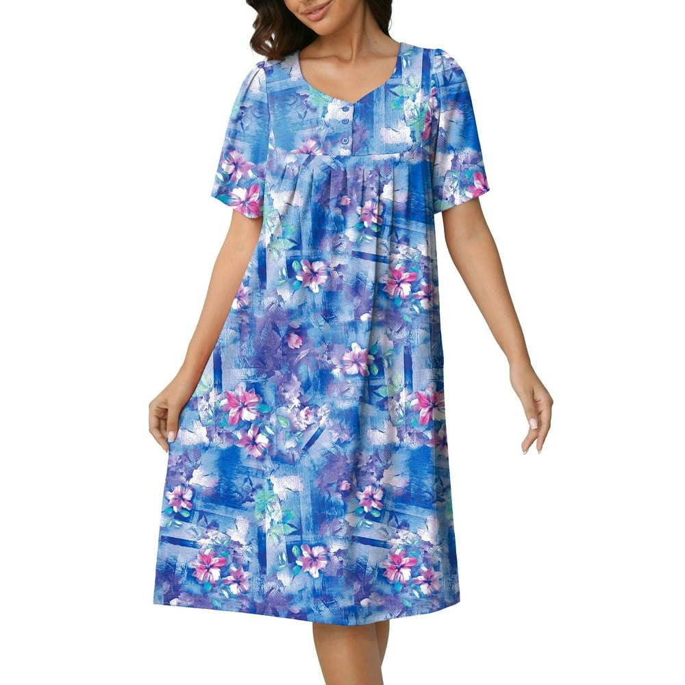 Mintreus Women's Short Sleeve Nightgown with Pockets: $14.89