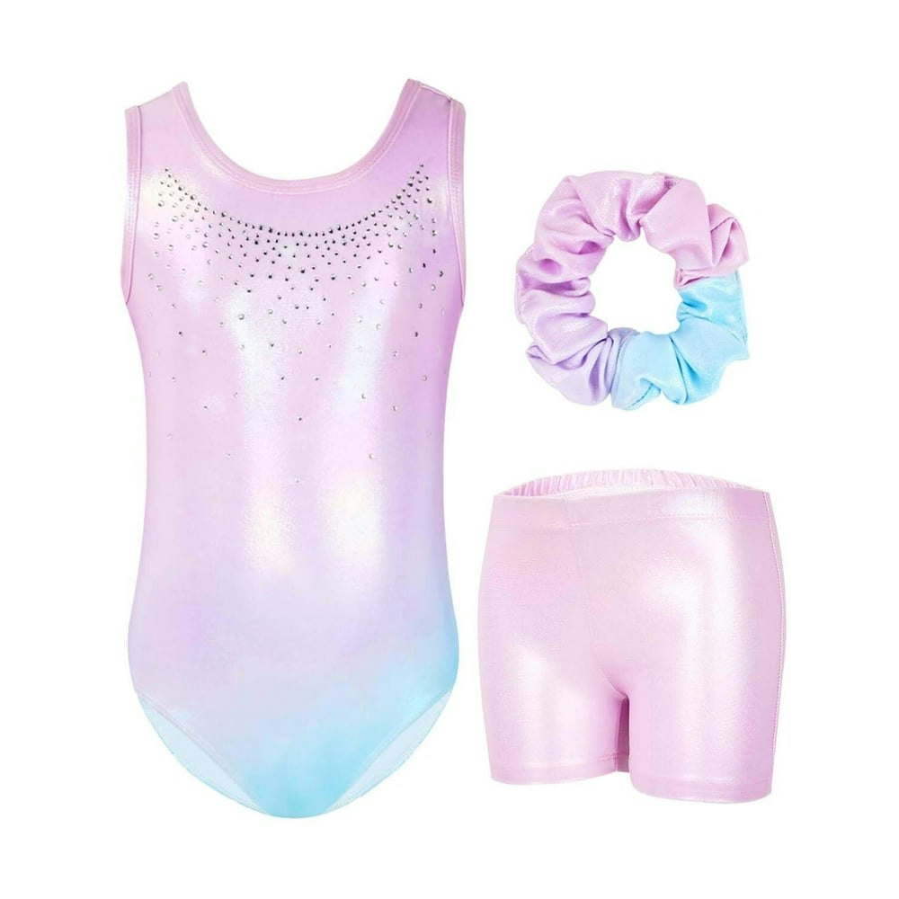 Girls' Gymnastics Leotard Set with Shorts and Scrunchie: $13.48