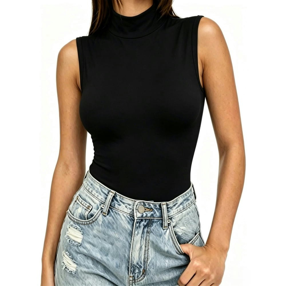 Moyiko Women's Sleeveless Mock Turtleneck Top: $13.48
