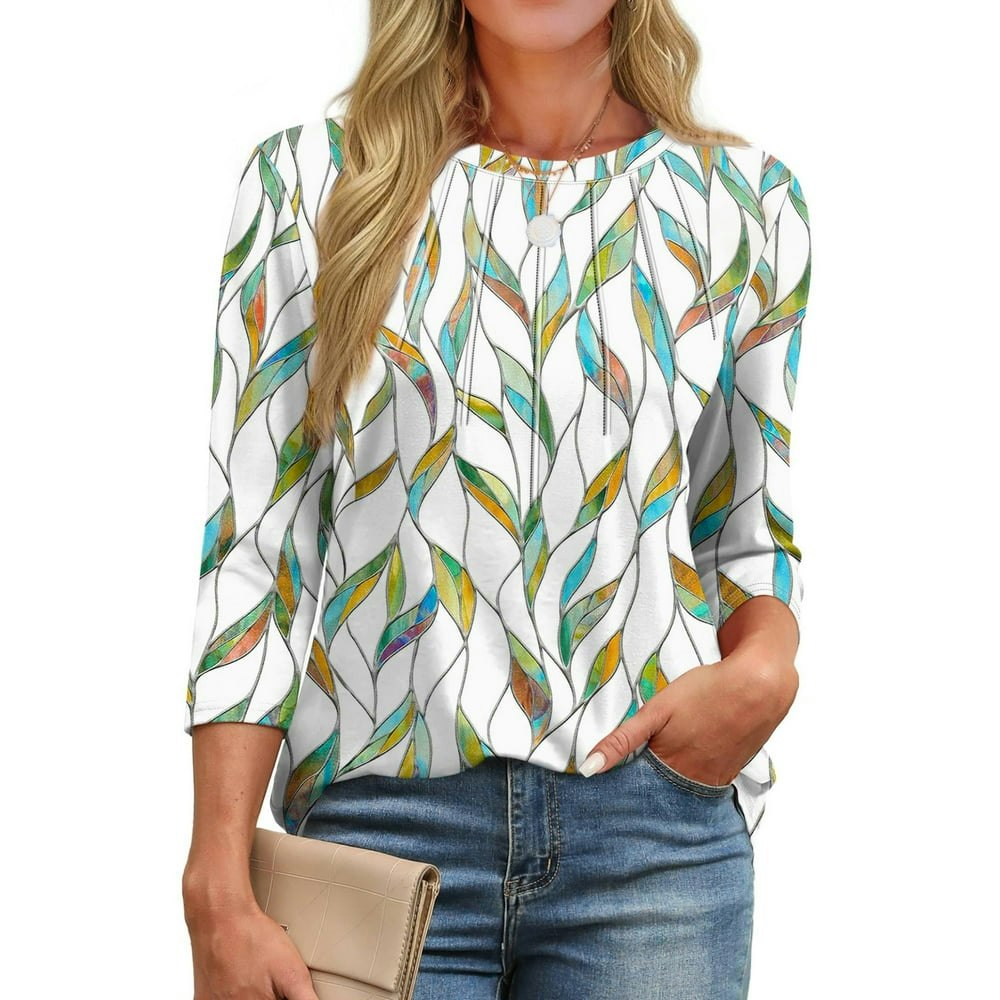 Fantaslook Women's Plus Size 3/4 Sleeve Pleated Tunic Top: $12.59
