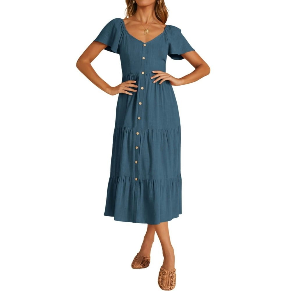 FreshPretty Women's Linen Short Sleeve Midi Dress with Pockets: $25.99 FreshPretty Women's Linen Short Sleeve Midi Dress with Pockets: $25.99