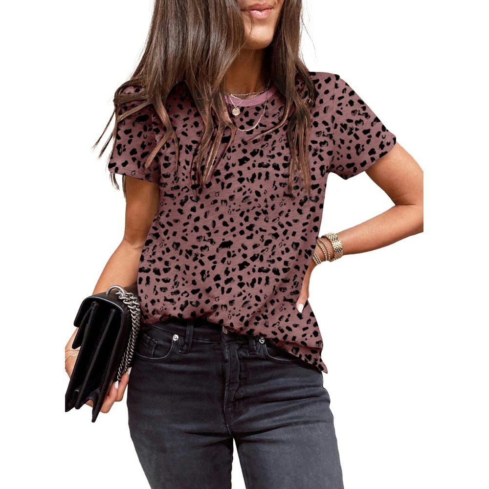 Shewin Women's Polka Dot Crewneck Short Sleeve T-Shirt: $10.89