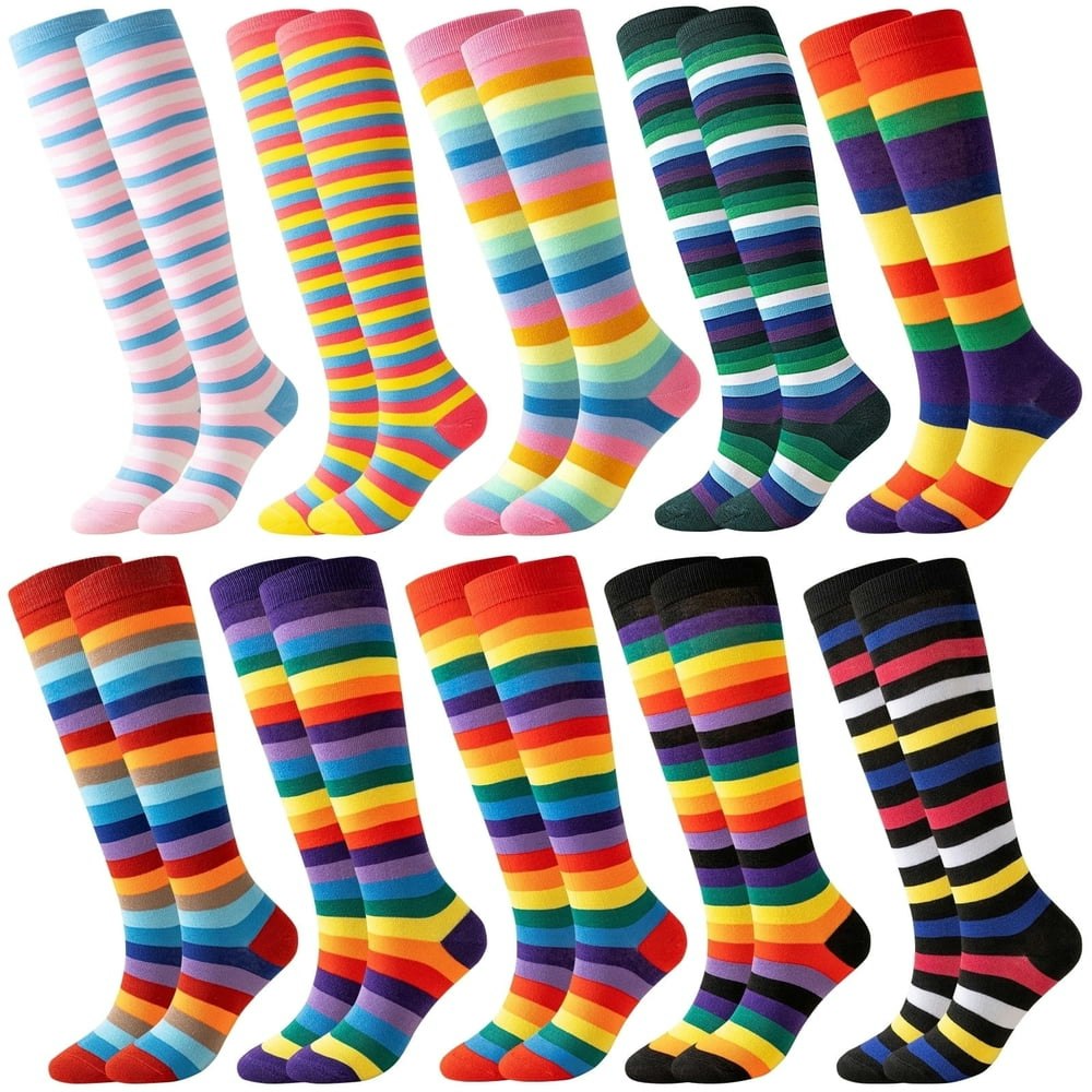 Sophproton Women's Rainbow Knee High Socks 10-Pair Pack: $13.99 Sophproton Women's Rainbow Knee High Socks 10-Pair Pack: $13.99