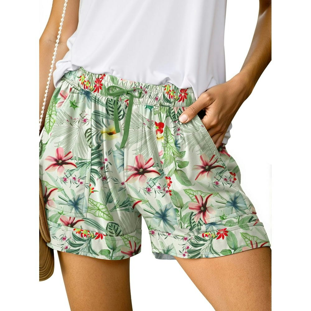 Fantaslook Women's Casual Floral Drawstring Shorts with Pockets: $13.59