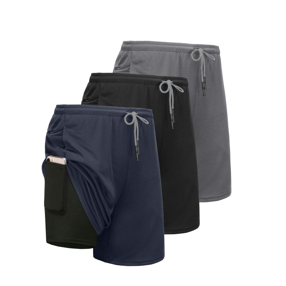Telaleo Men's 2-in-1 Running Shorts with Liner and Pockets 3-Pack Size L: $26.99 Telaleo Men's 2-in-1 Running Shorts with Liner and Pockets 3-Pack Size L: $26.99