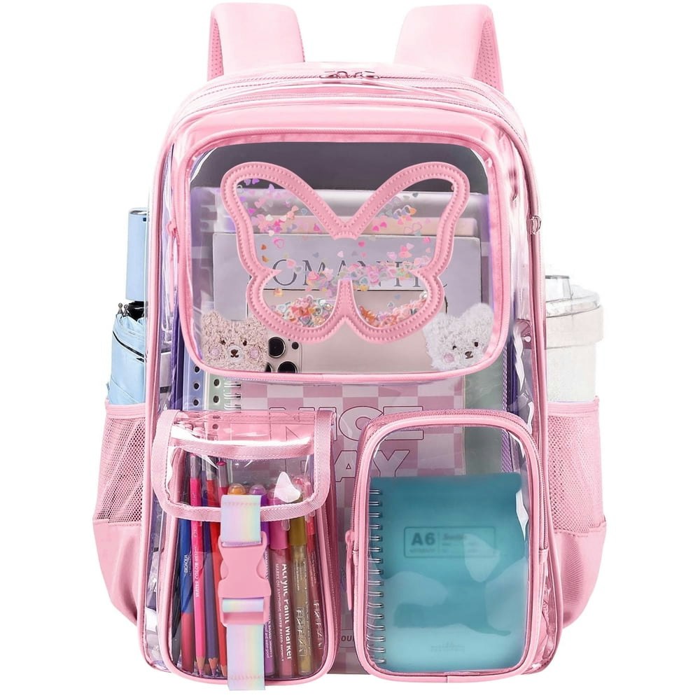 Sanmadrola Clear Backpack Pink Butterfly: $19.89
