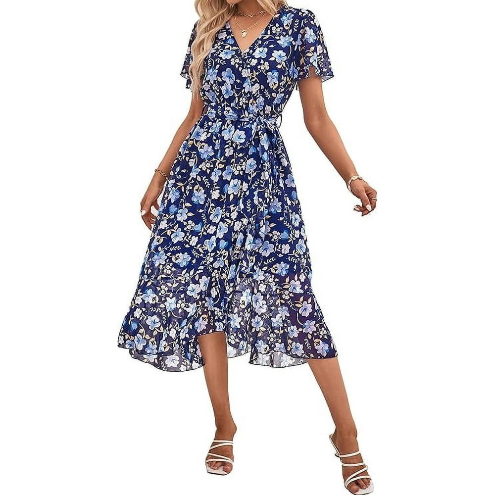 Prettygarden Women's Floral Wrap V-Neck Maxi Dress: $45.99 Prettygarden Women's Floral Wrap V-Neck Maxi Dress: $45.99