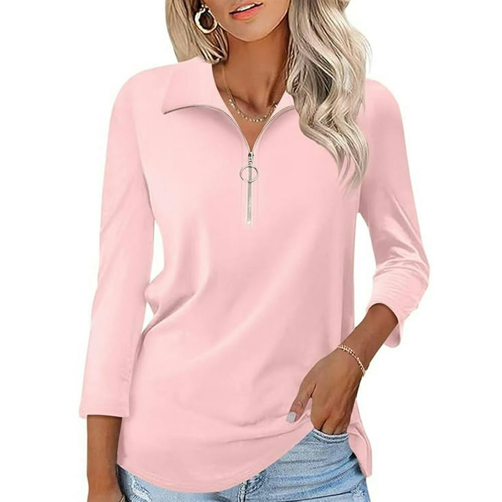 VDJ Women's 3/4 Sleeve Zip Collared Polo Shirt XL: $12.29