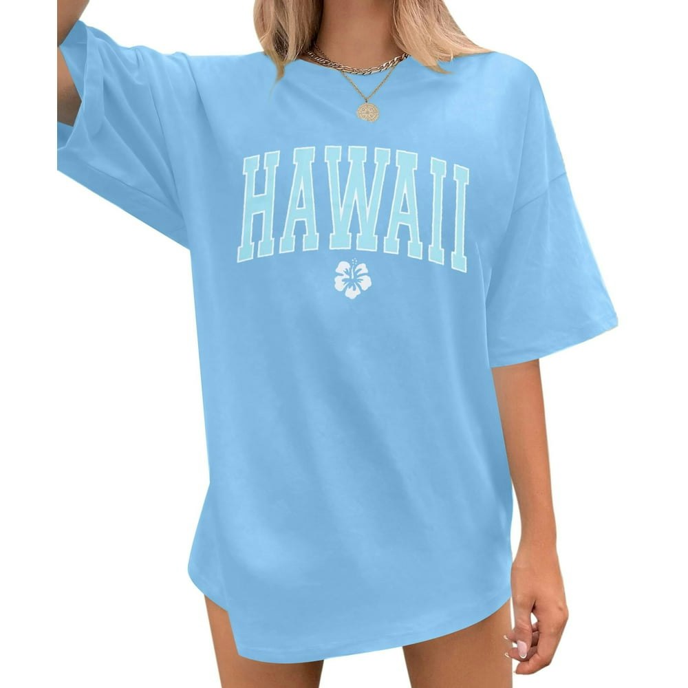 KimSoong Women's Hawaiian Shirt Oversized Floral Graphic Tee: $13.88