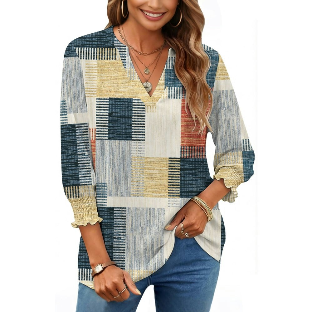 UVN Women's V-Neck 3/4 Sleeve Tunic Blouse: $11.97