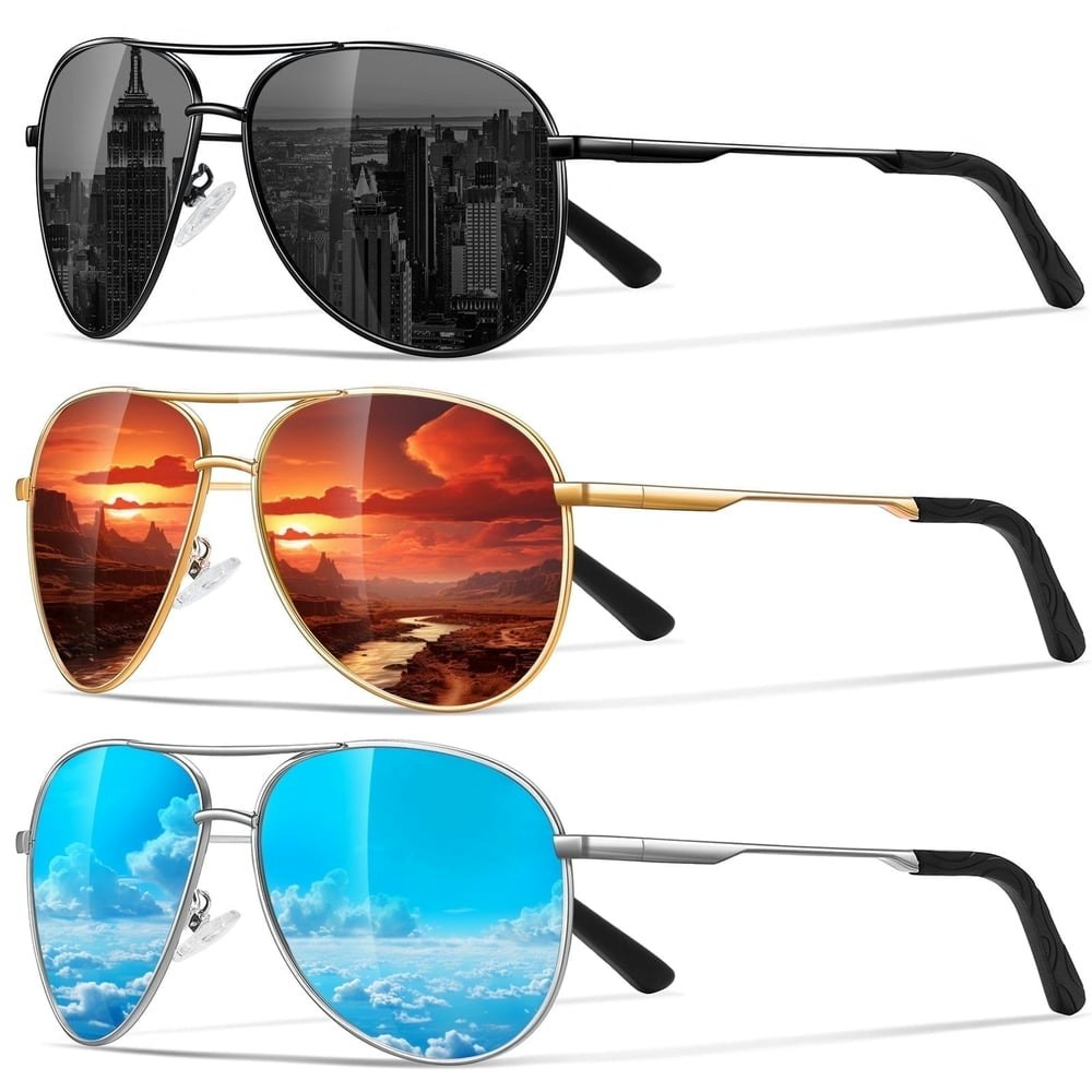 Aomaste Polarized Aviator Sunglasses 3-Pack: $15.78 Aomaste Polarized Aviator Sunglasses 3-Pack: $15.78
