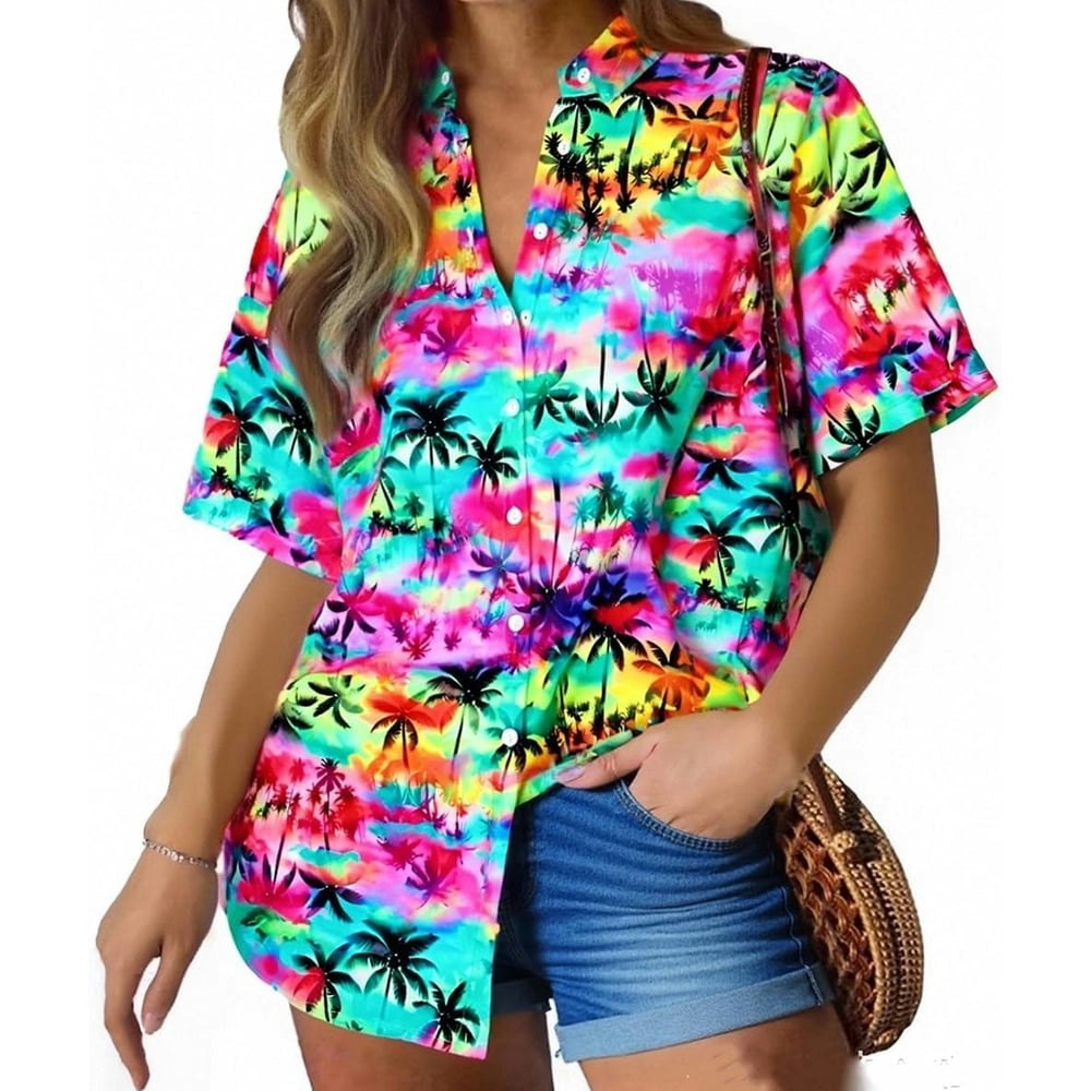 DEXIO Women's Hawaiian Shirt 1X: $13.99