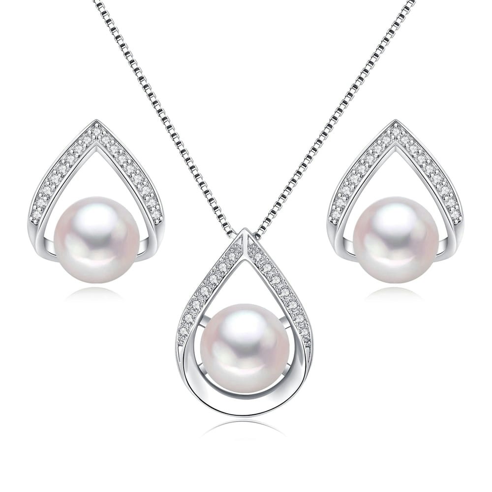 Bamiki White Pearl Necklace and Earrings Set 925 Sterling Silver: $22.48 Bamiki White Pearl Necklace and Earrings Set 925 Sterling Silver: $22.48
