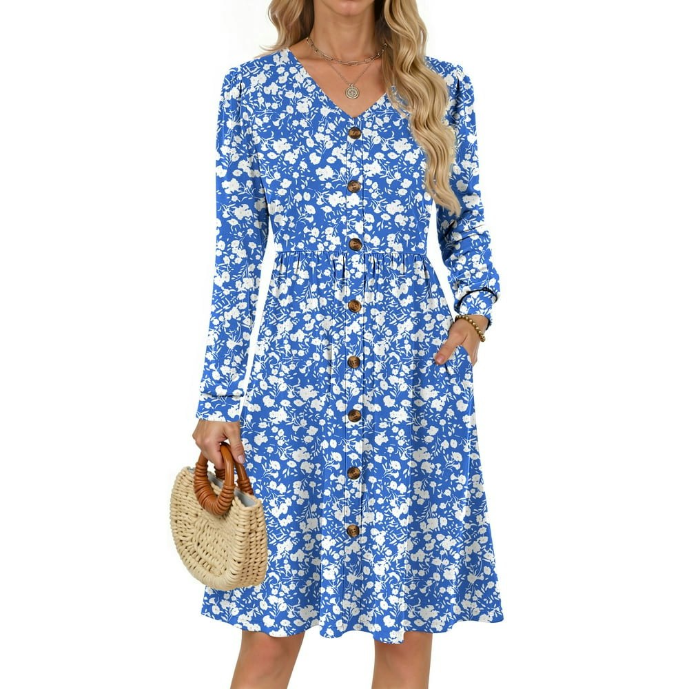 Fantaslook Women's V-Neck Long Sleeve Floral Midi Dress with Pockets: $16.49 Fantaslook Women's V-Neck Long Sleeve Floral Midi Dress with Pockets: $16.49