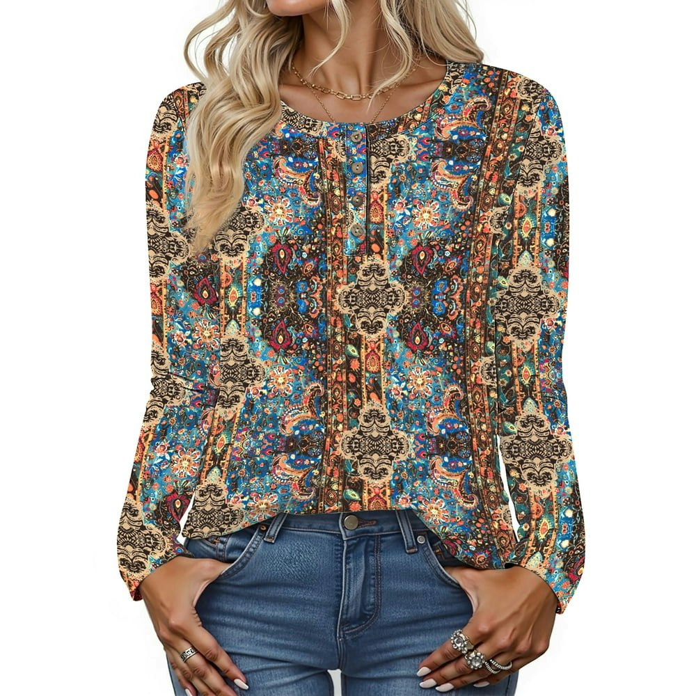 Fantaslook Women's Henley Long Sleeve Blouse: $12.19 Fantaslook Women's Henley Long Sleeve Blouse: $12.19