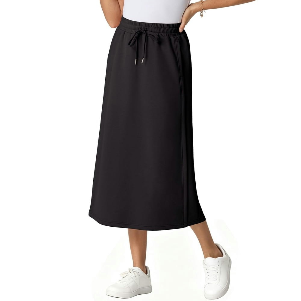 JWD Women's High Waist Maxi Skirt with Pockets Size L: $14.99
