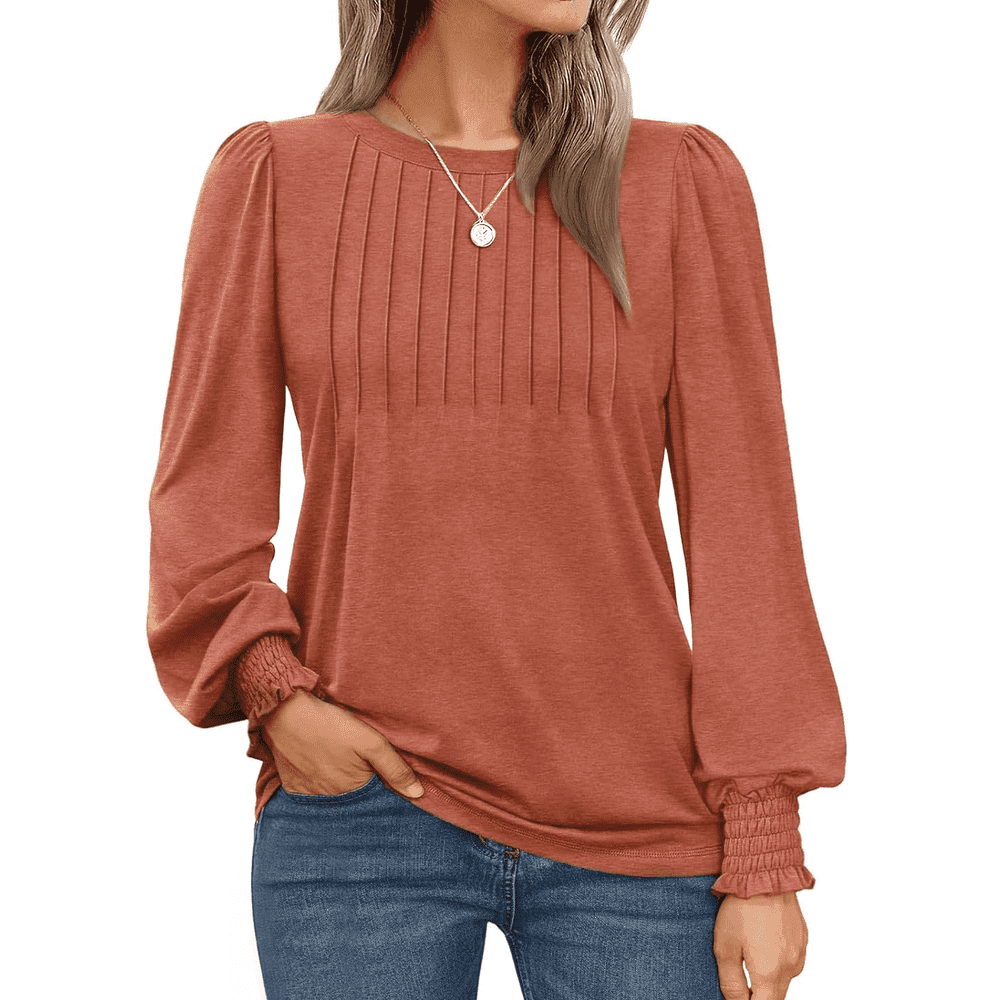 Wqd Women's Long Sleeve Pleated Crewneck Blouse: $10.49 Wqd Women's Long Sleeve Pleated Crewneck Blouse: $10.49
