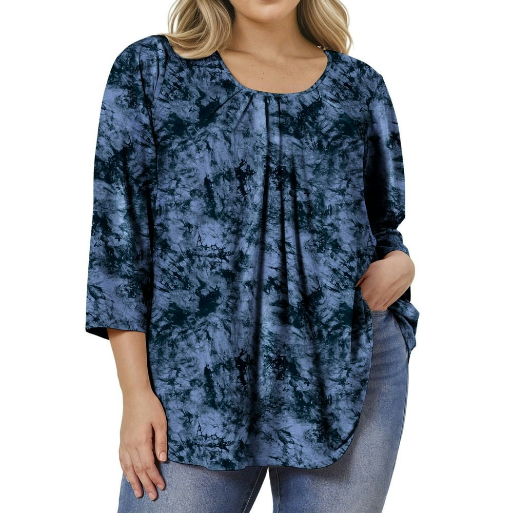 Plus Size Women's 3/4 Sleeve Tie-Dye Blouse: $12.99 Plus Size Women's 3/4 Sleeve Tie-Dye Blouse: $12.99
