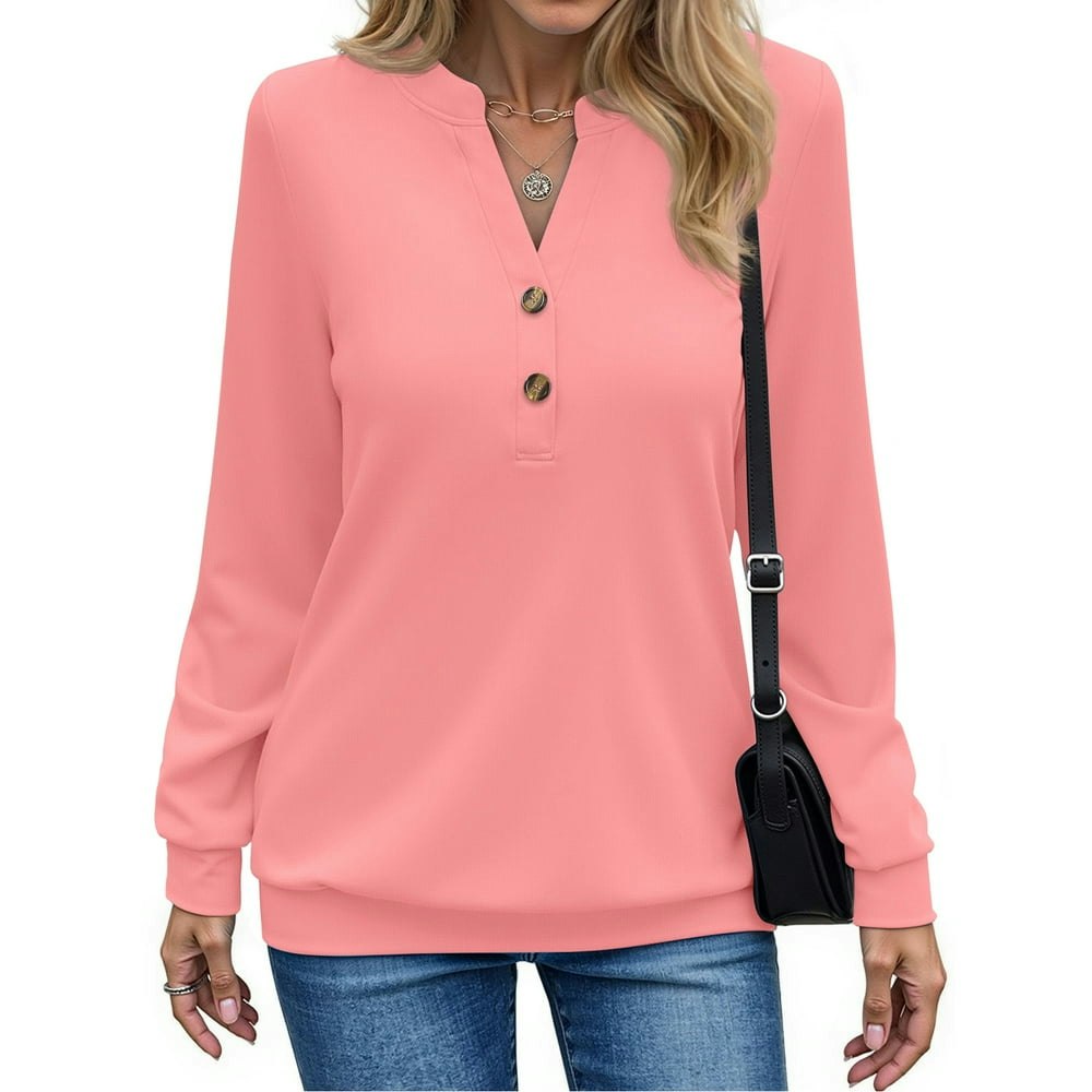 Fantaslook Women's V-Neck Button Pullover Sweatshirt: $14.59 Fantaslook Women's V-Neck Button Pullover Sweatshirt: $14.59