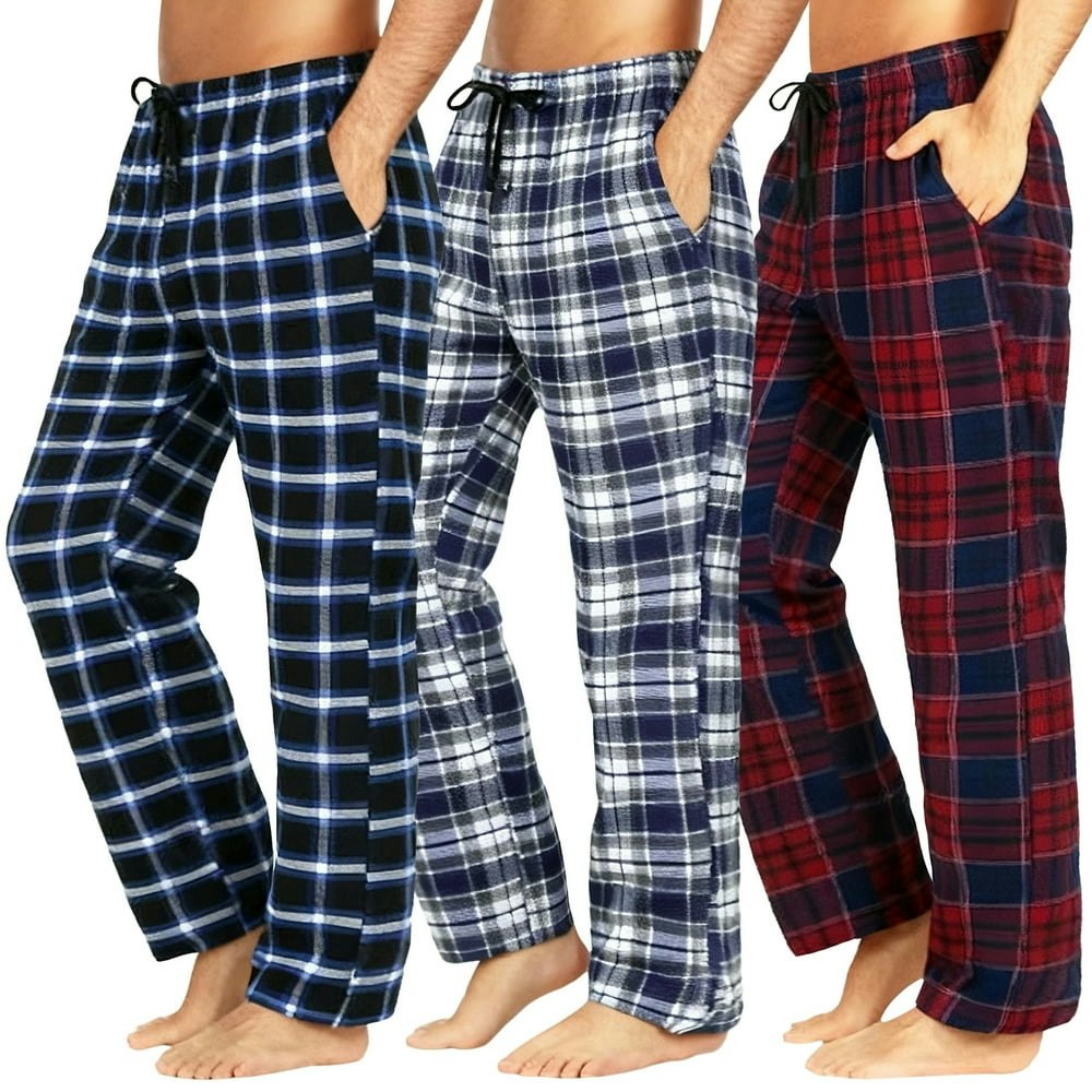 Xidunhg Men's Flannel Plaid Pajama Pants with Pockets 3-Pack: $29.72