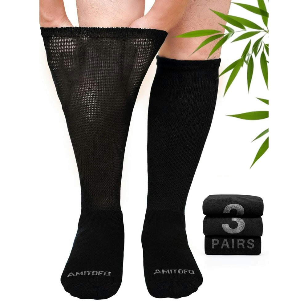 Amitofo Bamboo Viscose Diabetic Socks 3-Pair Pack M/L: $14.94