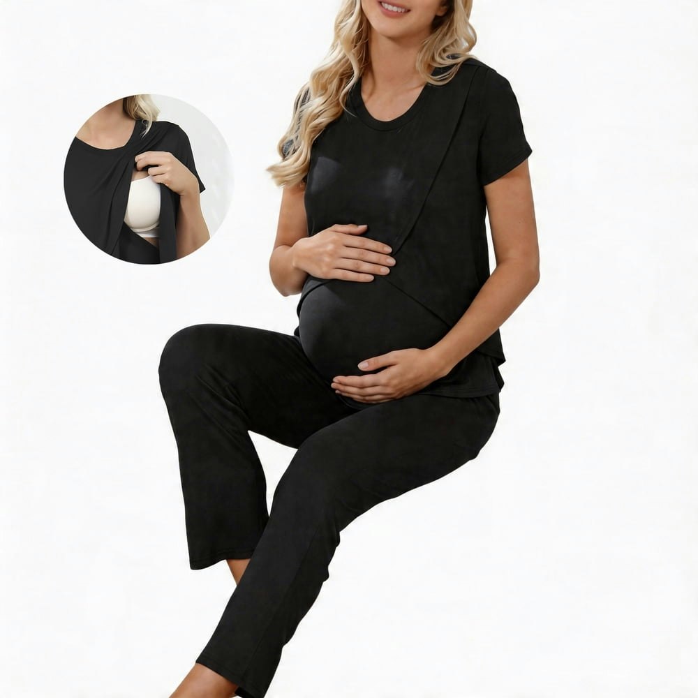 Zando Women's Bamboo Maternity Nursing Pajama Set 2-Piece: $26.93