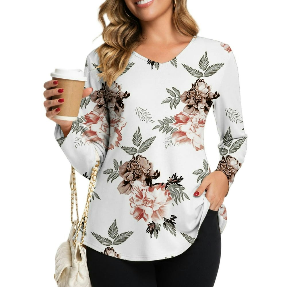 Cuteduck Women's Boho Floral V-Neck Long Sleeve Blouse S-2XL: $10.99 Cuteduck Women's Boho Floral V-Neck Long Sleeve Blouse S-2XL: $10.99