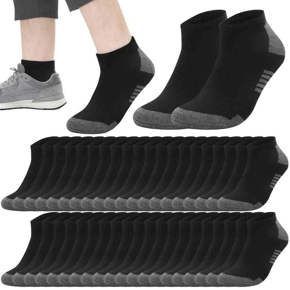 Usavemo Men's Plus Size Ankle Socks 20-Pair Pack Size 13-15: $23.88