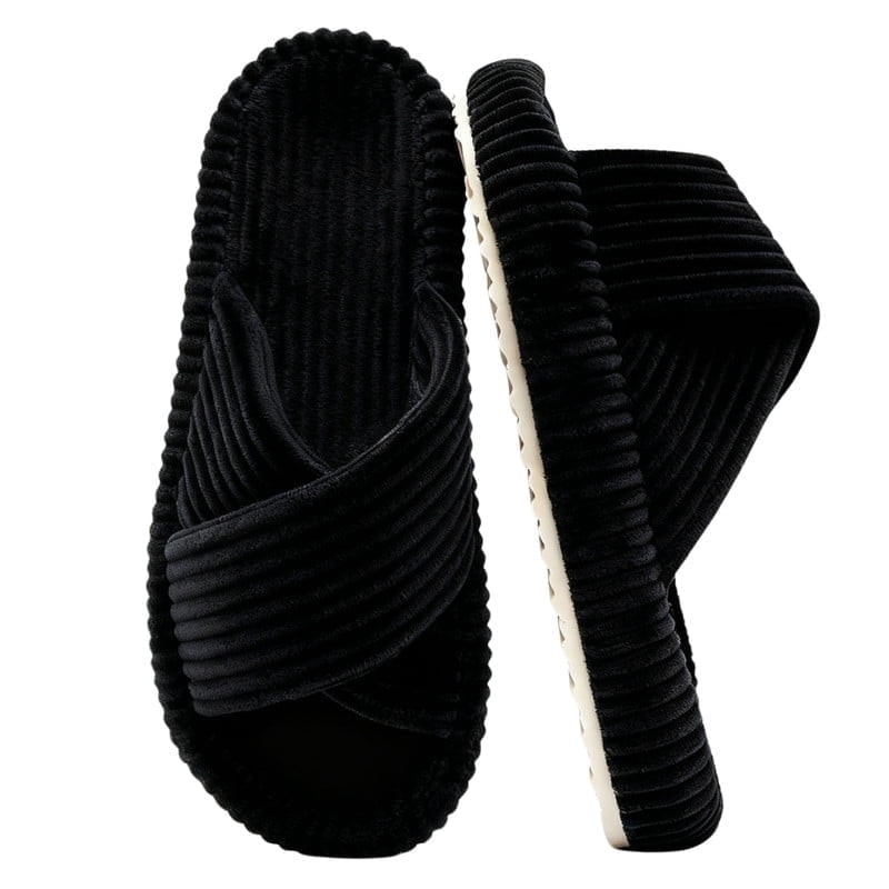 Beranmey Women's Corduroy Memory Foam Open Toe Slip-On Slippers: $14.89 Beranmey Women's Corduroy Memory Foam Open Toe Slip-On Slippers: $14.89