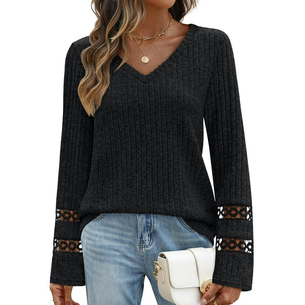 SUNBS Women's Long Sleeve V-Neck Top: $9.99